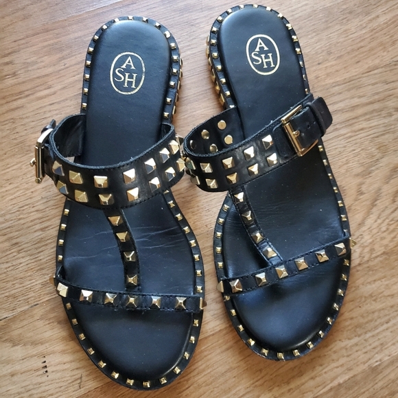 ASH Black Studded Woman Sandals Size 38 (7.5) - Picture 2 of 6